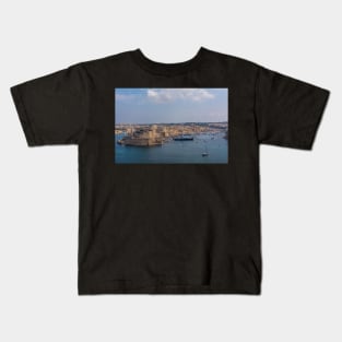 View to the Fort St. Angelo, with part of the city Birgu, Malta Kids T-Shirt